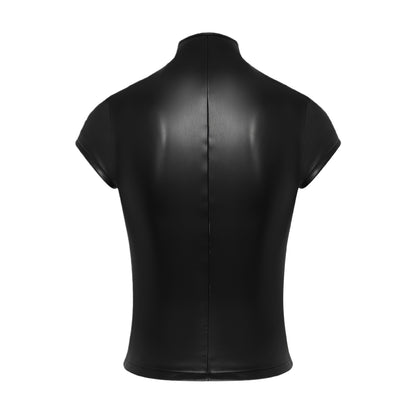 Trine Black Cut Out Leather Top