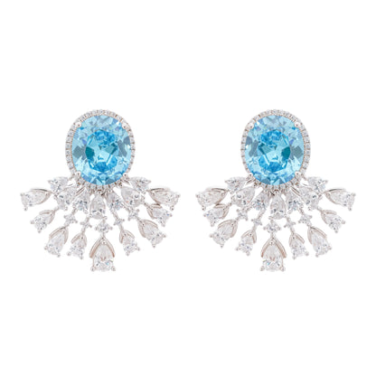 Noémie Blue Crystal Embellished Sterling Silver Earrings
