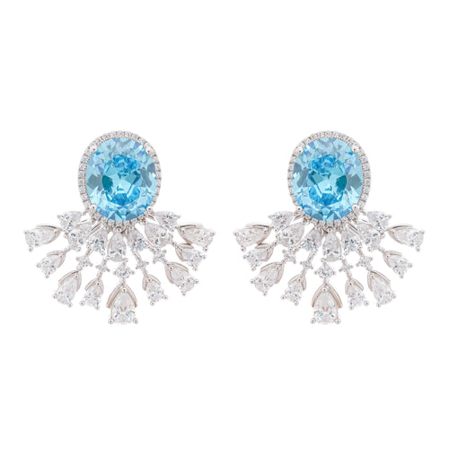 Noémie Blue Crystal Embellished Sterling Silver Earrings