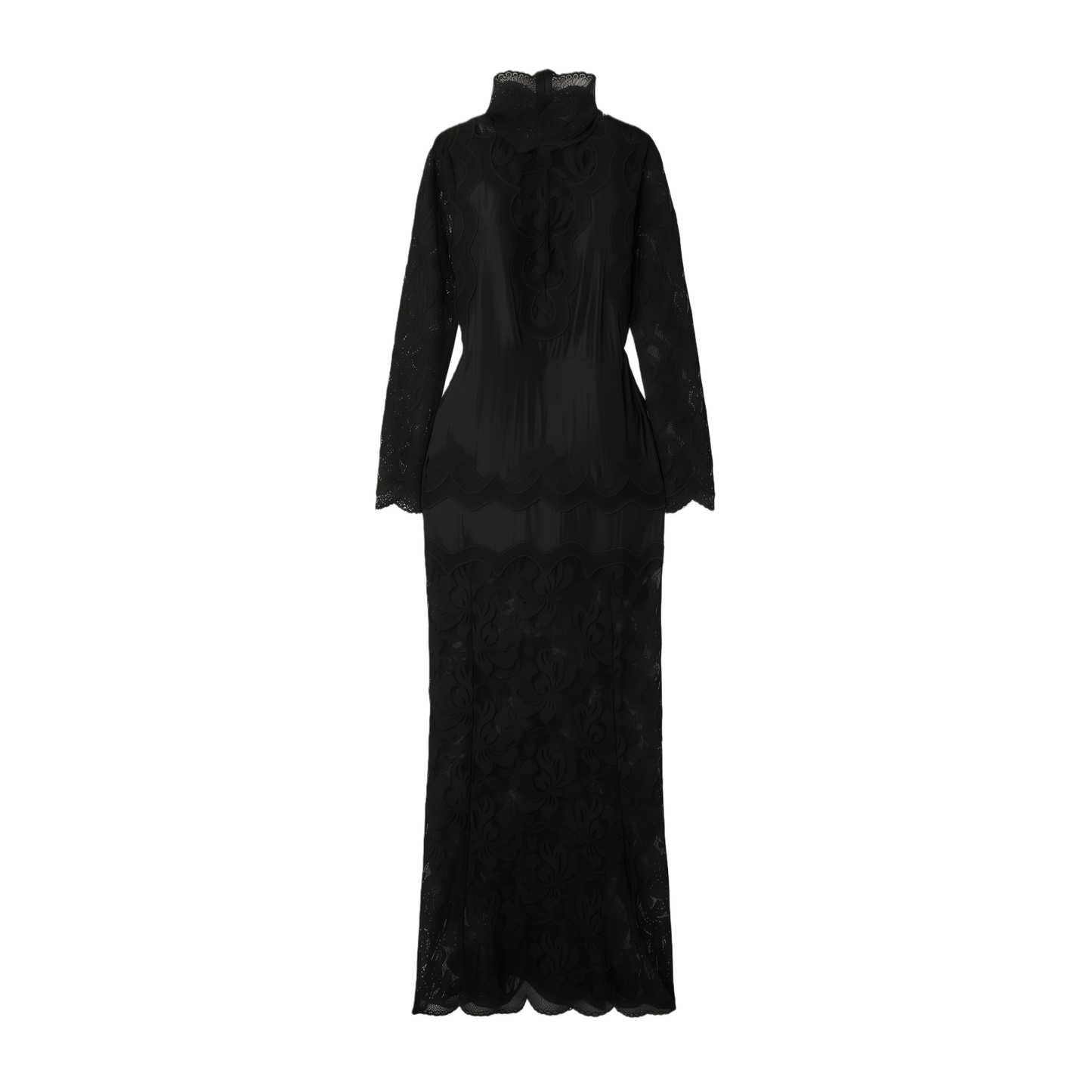 Airelle Black Satin Panel Lace Maxi Dress