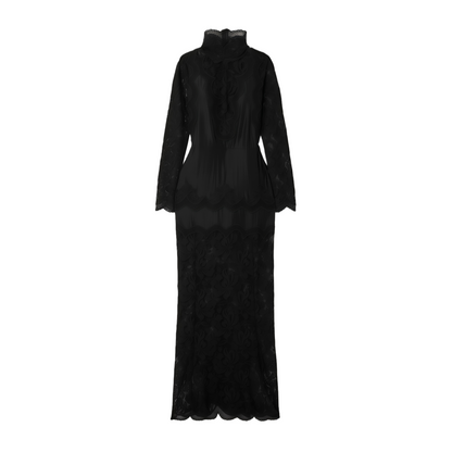 Airelle Black Satin Panel Lace Maxi Dress