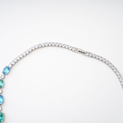 Yvette Drop Crystal Pendant Sterling Silver Necklace