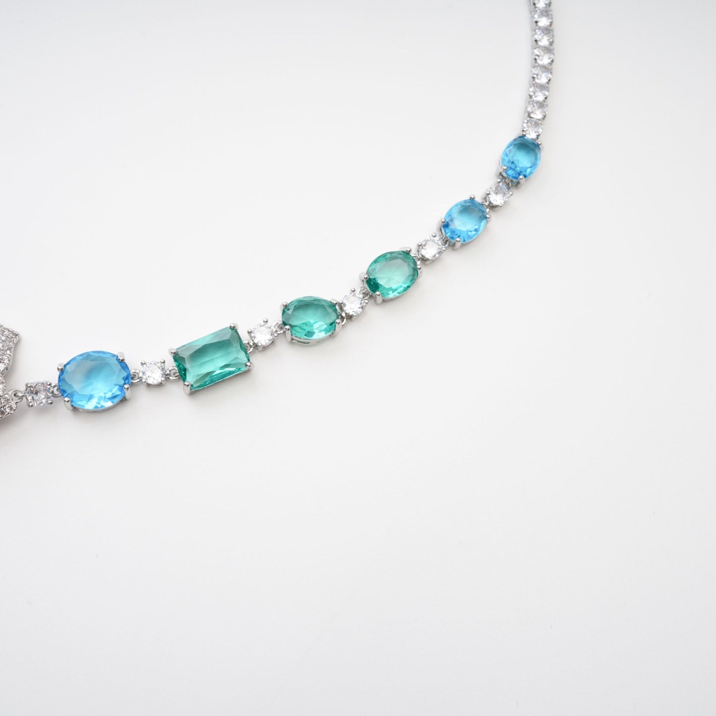 Yvette Drop Crystal Pendant Sterling Silver Necklace