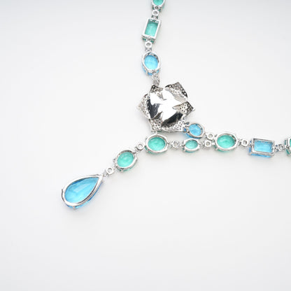 Yvette Drop Crystal Pendant Sterling Silver Necklace